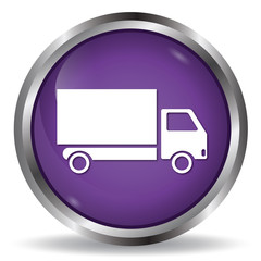 Truck icon purple glossy round button 