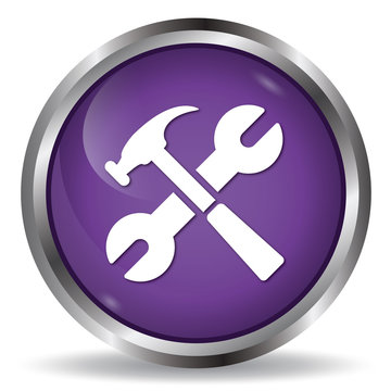Tools icon purple glossy round button 