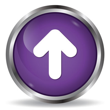 Up arrow icon purple glossy round button 