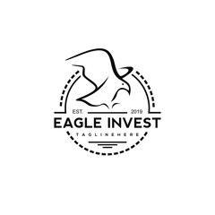 eagle logo simple black circle vintage outline for business invest design template