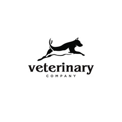 Business logo design with veterinary animal pet jumping cat and dog vector