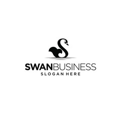 swan logo simple modern black with letter S design ideas