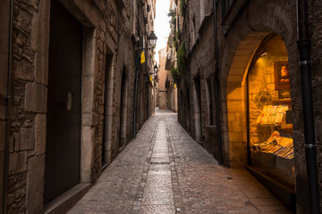 Historic center and Jewish quarter of Girona (Spain), one of the best preserved neighborhoods in Spain and Europe.
