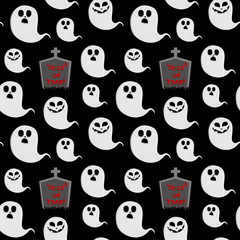 Seamless pattern ghost and grave.