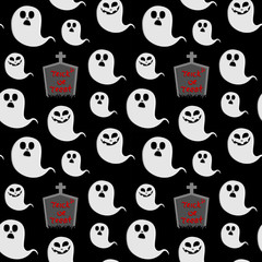 Seamless pattern ghost and grave.