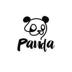 Animal logo design panda bear head simple fun black white idea