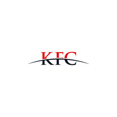 Initial letter KFC, overlapping movement swoosh horizon logo company design inspiration in red and dark blue color vector
