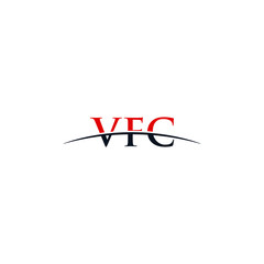 Initial letter VFC, overlapping movement swoosh horizon logo company design inspiration in red and dark blue color vector