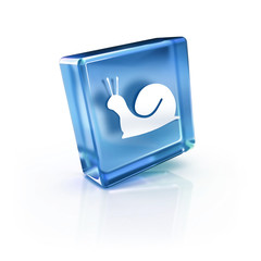 slow snail 3D glossy icon in blue color for the concepts of urgency or failure of meeting deadlines © sizsus