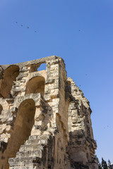 Impressive ancient Roman amphitheater El Jem in Tunisia, Africa,  World Heritage Site, one of the biggest in the world still standing after recent terrorist attack 