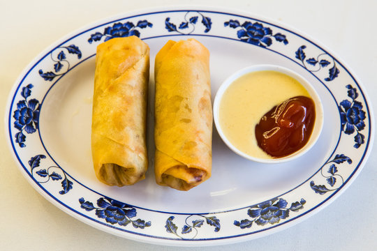 Fried spring rolls.