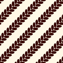 Knitted texture. Seamless surface pattern with abstract ears of wheat. Diagonal braids motif. Repeated ovals wallpaper