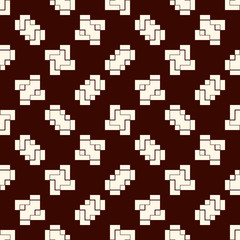 Repeated creative puzzle mosaic. Geometric seamless pattern design. Pixel art surface texture. Contemporary camouflage