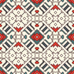Ethnic style seamless pattern with geometric figures. Native americans ornamental abstract background. Tribal motif.