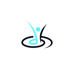 training logo simple modern generic blue spiral illustration movement design idea