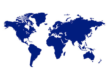 Blue world map on white background