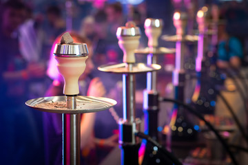 Hookah bar. A number of devices for Smoking. One of the types of Smoking. Hookahs are ready to...