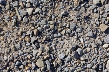 A close view on the rock and pebble surface textures.