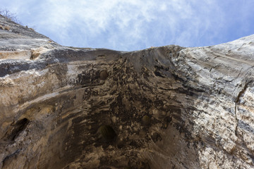 View from below of huge, impressive entrance in to the cave Vladikine ploce on Old mountain