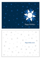 Christmas postcard design with Christmas tree and snow