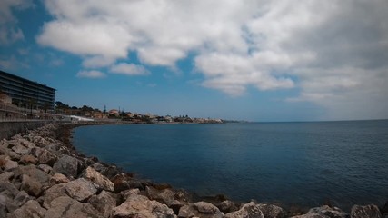 time lapse from a coastline with cloudscape. Cascais coastline in Portugal