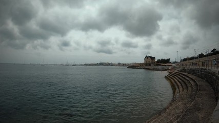 time lapse from a coastline with cloudscape. Cascais coastline in Portugal