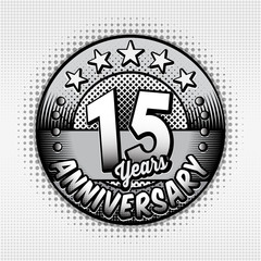15th anniversary logo. Fifteen years celebrating anniversary logo. Vector and illustrations. 