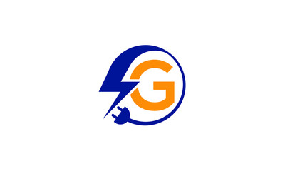 Electrical sign with the letter G,  Electricity Logo, electric logo and icon Vector design Template.Lightning Icon in Vector. Lightning Logo, Power Energy Logo Design Element, 