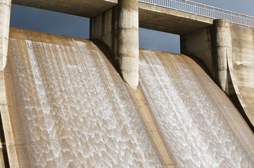 Water falling of a hydroelectric power plant