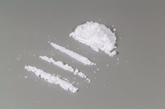Cocaine Lines Ready To Sniff On A Table
