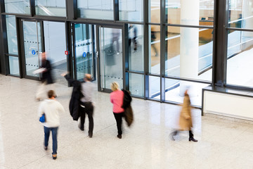 Large group of business people walking