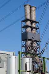 New power plant against blue sky in Germany