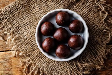 Dates walnuts chocolate raw balls