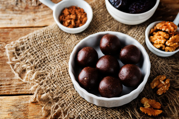 Dates walnuts chocolate raw balls