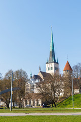 Towers of St Olaf churs and curtain wall in Tallinn