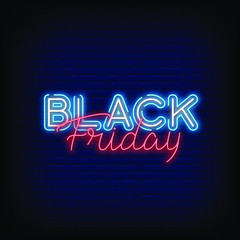 Black Friday neon signs style text vector