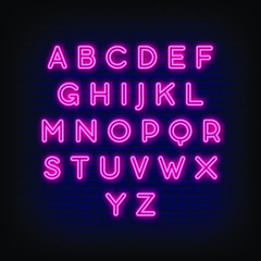Modern alphabet neon signs