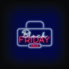 Black Friday neon signs style text vector