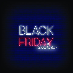 Obraz premium Black Friday neon signs style text vector