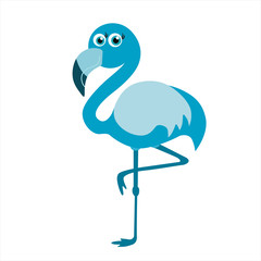 cute, blue, flamingo, vector illustration
