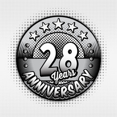 28th anniversary logo. Twenty-eight years celebrating anniversary logo. Vector and illustrations. 