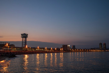 Obraz premium Sunset on the beach of Barcelona