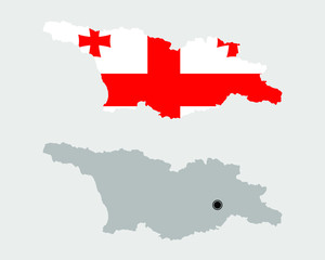 Contour of Georgia in grey and in flag colors; with Abkhazia and South Ossetia