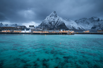 Beautiful landscape in Lofoten Islands in Winter, Norway 