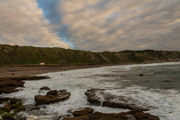 sunset on the beach of Azkorri, in Biscay