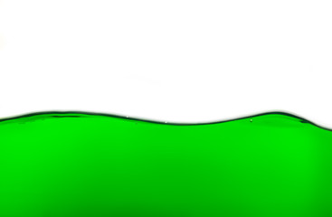 The Close up Emerald green Water splashes with bubbles on white background.