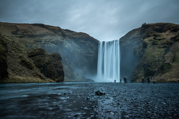 Skogafoss waterfall in Iceland in Winter.