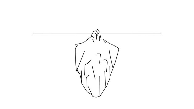 Full big iceberg in the sea. Animation on the white background
