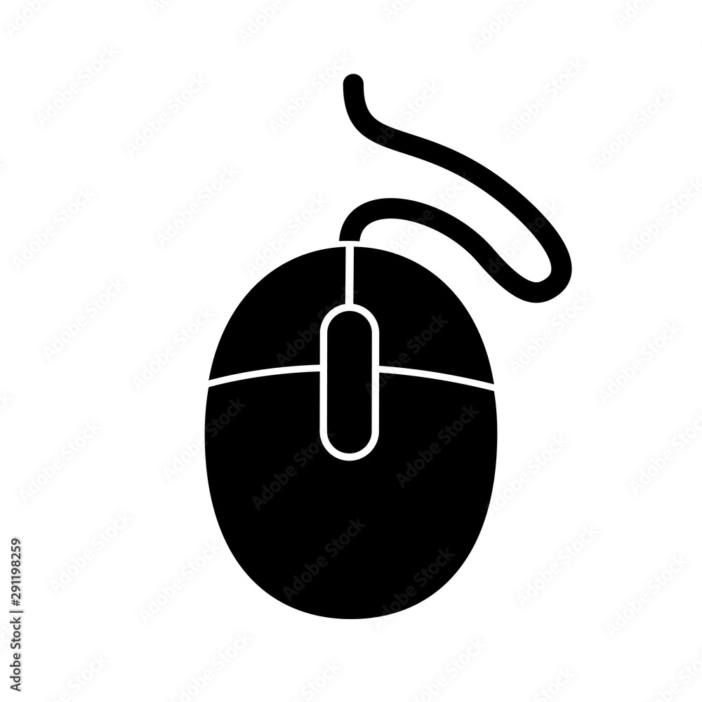 Poster Computer mouse icon with cord isolated – vector