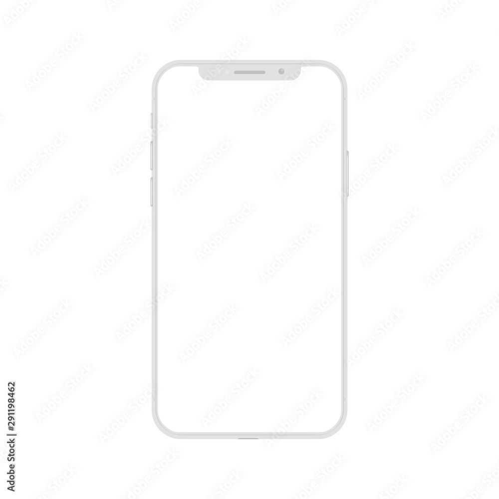 Poster white smartphone with empty touch screen, new model mobile - stock vector